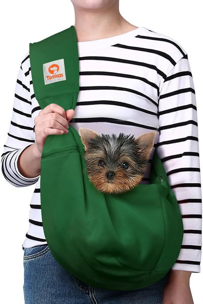 Dog Sling Carrier for Small Dogs Puppy Carrier for Small Dogs (Rose Red, Adjustable Strap for 3-10 Lbs & Zipper Pocket)