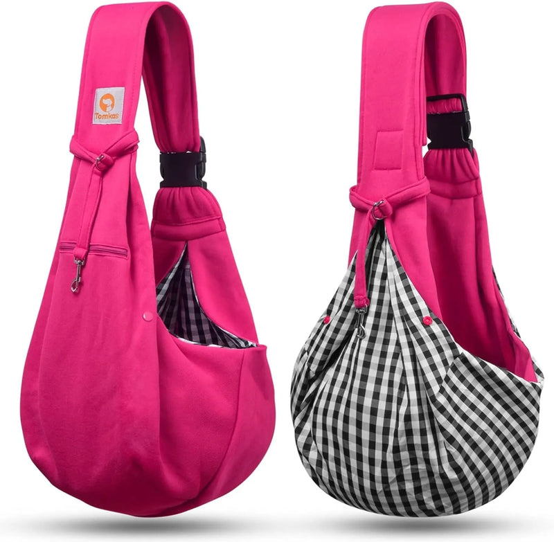 Dog Sling Carrier for Small Dogs Puppy Carrier for Small Dogs (Rose Red, Adjustable Strap for 3-10 Lbs & Zipper Pocket)