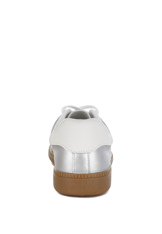 Crossover Lace-Up Metallic Sneakers-Reef Love