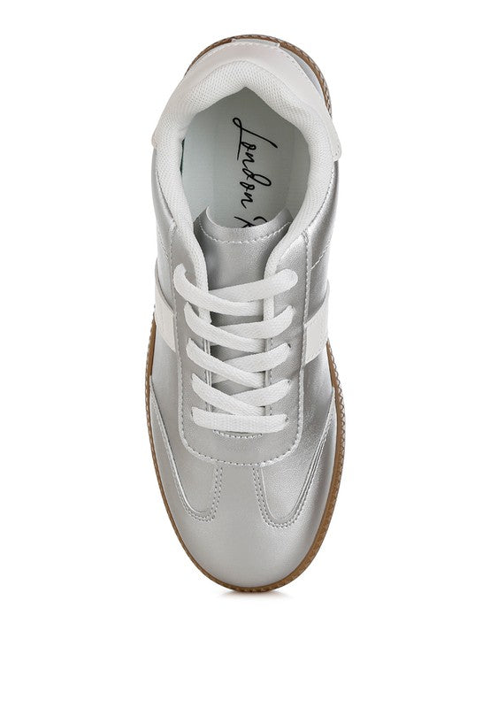 Crossover Lace-Up Metallic Sneakers-Reef Love