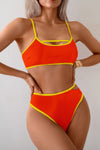 Shop Cut Out High Waisted Two Pieces Bikini-Make a statement with this cut-out square neck bikini set, designed with bold cut-out detailing for a confident edge, structured neckline offers a modern silhouette-available at Reef Love online boho-chic boutique