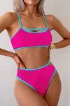 Shop Cut Out High Waisted Two Pieces Bikini-Make a statement with this cut-out square neck bikini set, designed with bold cut-out detailing for a confident edge, structured neckline offers a modern silhouette-available at Reef Love online boho-chic boutique