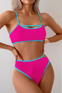 Shop Cut Out High Waisted Two Pieces Bikini-Make a statement with this cut-out square neck bikini set, designed with bold cut-out detailing for a confident edge, structured neckline offers a modern silhouette-available at Reef Love online boho-chic boutique
