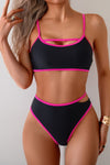 Shop Cut Out High Waisted Two Pieces Bikini-Make a statement with this cut-out square neck bikini set, designed with bold cut-out detailing for a confident edge, structured neckline offers a modern silhouette-available at Reef Love online boho-chic boutique