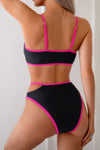 Shop Cut Out High Waisted Two Pieces Bikini-Make a statement with this cut-out square neck bikini set, designed with bold cut-out detailing for a confident edge, structured neckline offers a modern silhouette-available at Reef Love online boho-chic boutique