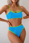 Shop Cut Out High Waisted Two Pieces Bikini-Make a statement with this cut-out square neck bikini set, designed with bold cut-out detailing for a confident edge, structured neckline offers a modern silhouette-available at Reef Love online boho-chic boutique