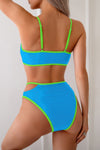 Shop Cut Out High Waisted Two Pieces Bikini-Make a statement with this cut-out square neck bikini set, designed with bold cut-out detailing for a confident edge, structured neckline offers a modern silhouette-available at Reef Love online boho-chic boutique