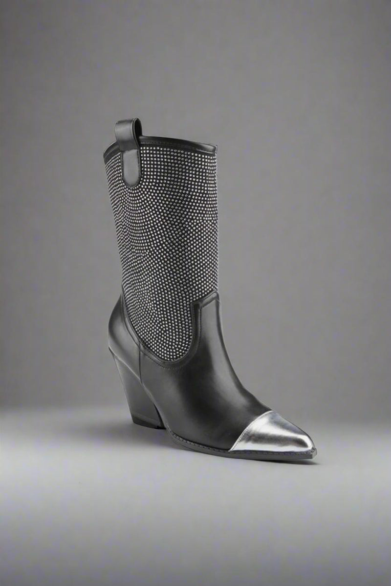 Chunky Heel Rhinestone Western Cowboy Boots