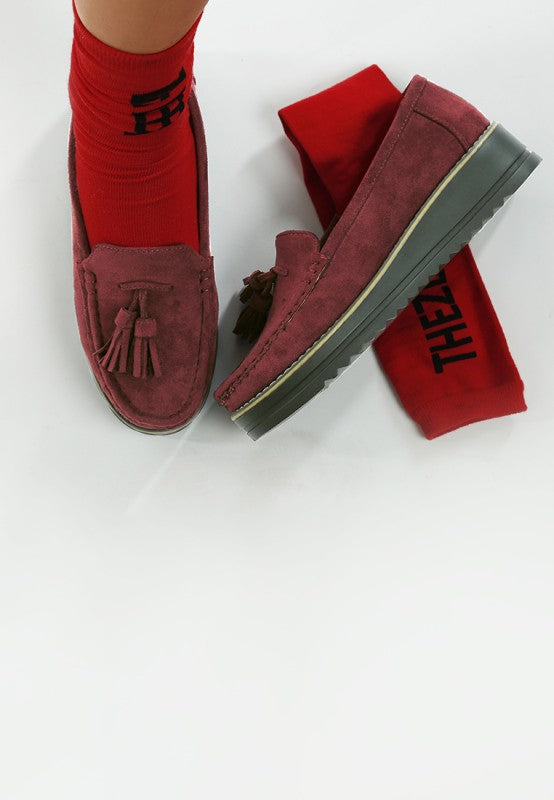 Daiki platform lug sole tassel loafers in soft micro suede with cushioned insole, perfect for work or weekend wear-Reef Love