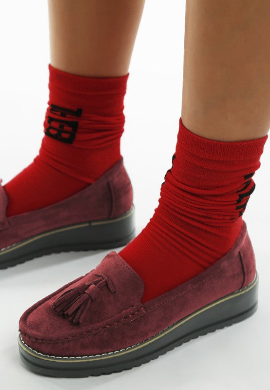 Daiki platform lug sole tassel loafers in soft micro suede with cushioned insole. perfect for work or weekend wear.-Reef Love