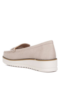 Daiki platform lug sole tassel loafers in soft micro suede with cushioned insole.