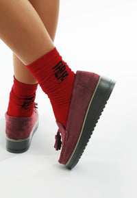 Daiki platform lug sole tassel loafers in soft micro suede with cushioned insole. perfect for work or weekend wear.-Reef Love