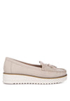 Daiki platform lug sole tassel loafers in soft micro suede with cushioned insole.