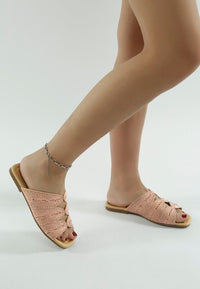 Daisy Doe Raffia Square Toe Flat Sandals - Reef Love