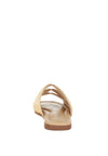 Daisy Doe Raffia Square Toe Flat Sandals-Daisy Doe raffia square toe flat sandals with cut work detail. Chic slip-on flats with cushioned insole, perfect for casual, vacation, or beach outfits.
