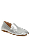 Dama Metallic Faux Leather Flat Loafers-Dama metallic PU leather loafers with cushioned insole and flat heel. Sleek, versatile slip-ons with a chic metallic shine for day-to-night women’s style.-Reef Love