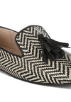 Dara Raffia Tassels Detail Loafers-Dara Raffia Tassel Detail Loafers. Raffia loafers with tassels, zig-zag design, and cushioned insoles. Comfortable boho-chic flats with a 1" heel for summer style.-Reef Love