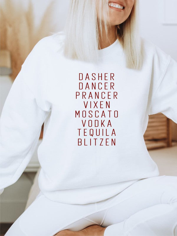 Dasher Dancer Prancer Vixen Holiday Sweatshirt-Reef Love