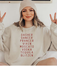 Dasher Dancer Prancer Vixen Holiday Sweatshirt-Reef Love