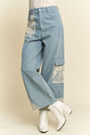 Womens wide leg ankle jeans with Lace Applique - sold by Reef Love