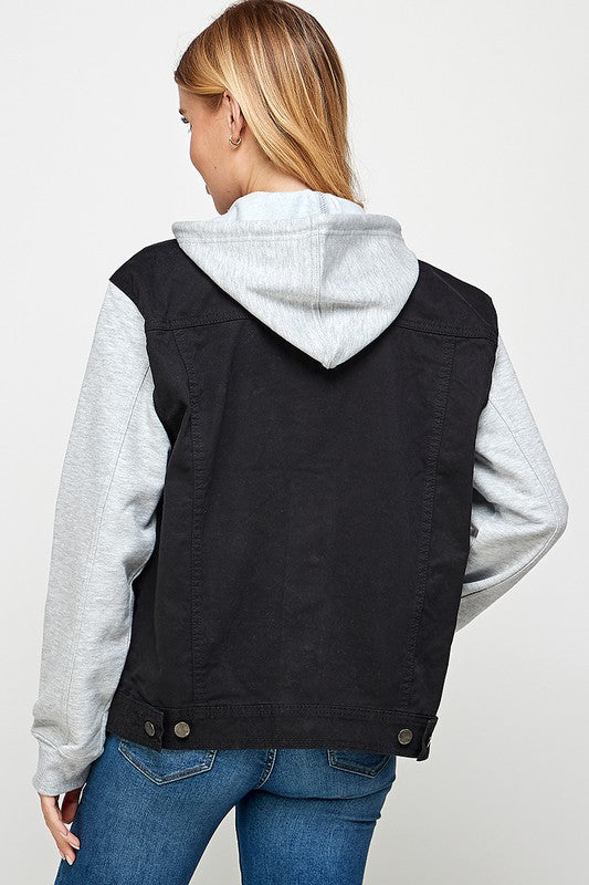 Denim Jacket with Fleece Hoodies-Denim Jacket-Reef Love