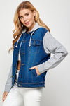 Denim Jacket with Fleece Hoodies-Denim Jacket-Reef Love