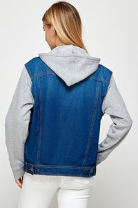 Denim Jacket with Fleece Hoodies-Denim Jacket-Reef Love
