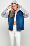 Denim Jacket with Fleece Hoodies-Denim Jacket-Reef Love