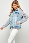 Denim Jacket with Fleece Hoodies-Denim Jacket-Reef Love
