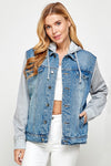 Denim Jacket with Fleece Hoodies-Denim Jacket-Reef Love
