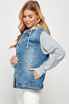 Denim Jacket with Fleece Hoodies-Denim Jacket-Reef Love