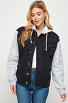 Denim Jacket with Fleece Hoodies-Denim Jacket-Reef Love