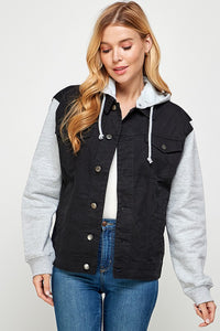Denim Jacket with Fleece Hoodies-Denim Jacket-Reef Love