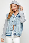 Denim Jacket with Fleece Hoodies-Denim Jacket-Reef Love