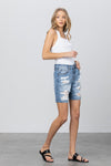 Destroyed Bermuda Denim Shorts with Raw Edge Hem-Bermuda Jean Shorts-Insane Gene-Reef Love