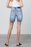 Destroyed Bermuda Denim Shorts with Raw Edge Hem-Bermuda Jean Shorts-Insane Gene-Reef Love