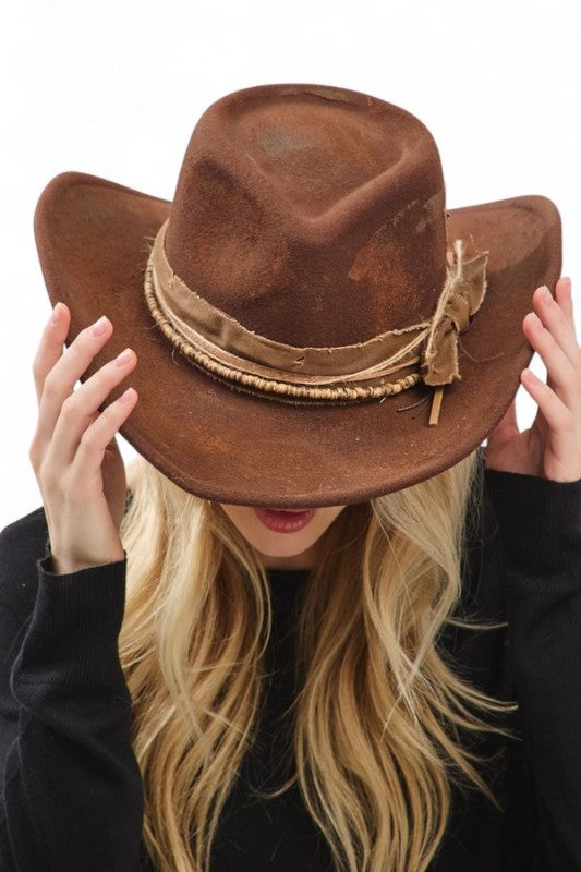 Distress Vintage Shapeable Fedora Cowboy Hat