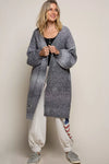 Distressed Cable-Knit Ombre Dying Cardigan-Distressed cable-knit ombre dye cardigan with oversized fit. Cozy statement layer with edgy detailing and boho-chic versatility for cool weather style.-Reef Love