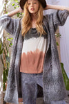 Distressed Cable-Knit Ombre Dying Cardigan-Distressed cable-knit ombre dye cardigan with oversized fit. Cozy statement layer with edgy detailing and boho-chic versatility for cool weather style.-Reef Love