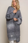 Distressed Cable-Knit Ombre Dying Cardigan-Distressed cable-knit ombre dye cardigan with oversized fit. Cozy statement layer with edgy detailing and boho-chic versatility for cool weather style.-Reef Love