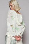 Distressed Lace-Up Star Pattern Hooded Hooded Sweater-Reef Love
