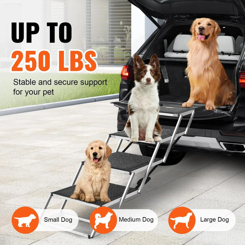 Dog Stairs for Cars 4-Step Folding Dog Steps Aluminum Loads up to 250 Lbs