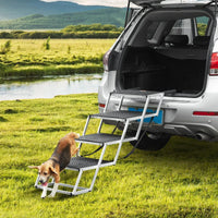 Dog Stairs for Cars 4-Step Folding Dog Steps Aluminum Loads up to 250 Lbs