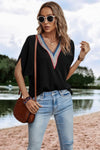 Dolman Sleeves Boho Top-Dolman Short Sleeve Sleeves Boho Top. Embrace effortless boho style with this V-neck short dolman sleeve loose top, designed for relaxed and everyday versatility.