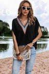 Dolman Sleeves Boho Top-Dolman Short Sleeve Sleeves Boho Top. Embrace effortless boho style with this V-neck short dolman sleeve loose top, designed for relaxed and everyday versatility.