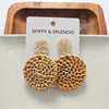 Shop Dominica Earrings - Dark Rattan-Lightweight hand-woven dark rattan earrings with hypoallergenic posts. Natural, modern style perfect for everyday wear, vacations, and warm-weather outfits-available at Reef Love online boho-chic boutique
