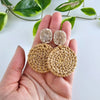 Shop Dominica Earrings - Dark Rattan-Lightweight hand-woven dark rattan earrings with hypoallergenic posts. Natural, modern style perfect for everyday wear, vacations, and warm-weather outfits-available at Reef Love online boho-chic boutique