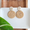 Shop Dominica Earrings - Dark Rattan-Lightweight hand-woven dark rattan earrings with hypoallergenic posts. Natural, modern style perfect for everyday wear, vacations, and warm-weather outfits-available at Reef Love online boho-chic boutique