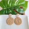 Shop Dominica Earrings - Dark Rattan-Lightweight hand-woven dark rattan earrings with hypoallergenic posts. Natural, modern style perfect for everyday wear, vacations, and warm-weather outfits-available at Reef Love online boho-chic boutique