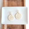 Shop Dominica Earrings - Light Rattan-Lightweight hand-woven light rattan earrings with hypoallergenic posts. Easy, earthy style perfect for everyday wear, travel, and warm-weather outfits.-available at Reef Love online boho-chic boutique